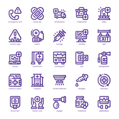 Emergency Care Icon pack for your website, mobile, presentation, and logo design. Emergency Care Icon line basic color design. Vector graphics illustration and editable stroke.