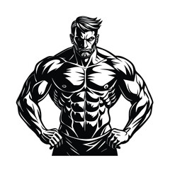 a muscle man vector art silhouette 
