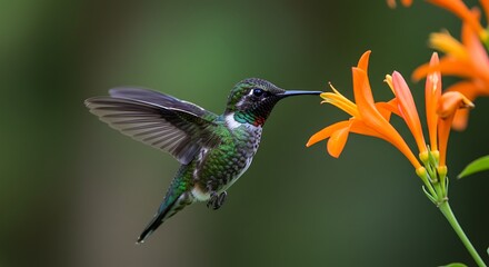 Fototapeta premium Hummingbird feeding – macro wildlife photography