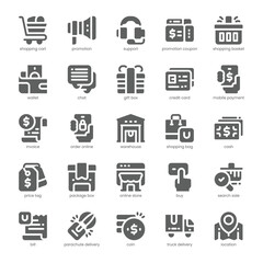 Online Store Icon pack for your website, mobile, presentation, and logo design. Online Store Icon solid design. Vector graphics illustration and editable stroke.
