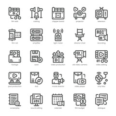 Video Production Icon pack for your website, mobile, presentation, and logo design. Video Production Icon outline design. Vector graphics illustration and editable stroke.