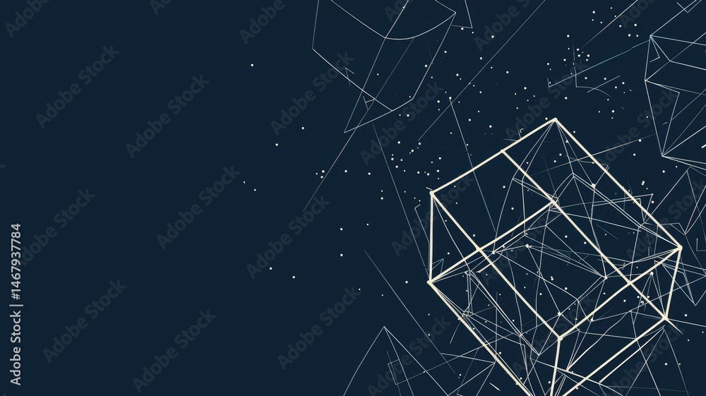 Poster abstract picture vibrant particle in geometric shape represent data flow. vivid flowing object with 