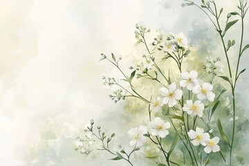 Delicate white flowers in soft pastel shades.