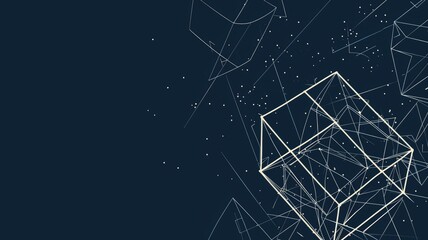 Abstract picture vibrant particle in geometric shape represent data flow. Vivid flowing object with high tech fractal, create digital effect scene perfect for energetic, cyber wallpaper design. AIG53.