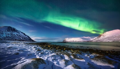 northern lights over an arctic landscape
