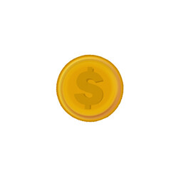 golden coin icon with dollar sign without background