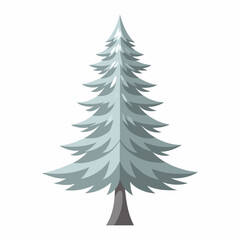 Obraz premium Evergreen Silhouette: A stylized evergreen tree, a symbol of resilience and natural beauty, stands in stark simplicity, evoking the tranquility of a winter's day.