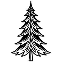 Obraz premium Evergreen Tree Illustration: A meticulously illustrated evergreen tree, its needles and branches rendered in a clean, artistic style, embodying the classic form of nature.