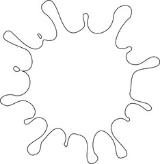 Obraz premium Outline of a hollow ink shape with multiple uneven rounded blobs spreading in various directions.