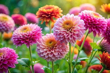 Chrysanthemum flower garden on green background