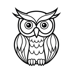a owl line art vector art silhouette