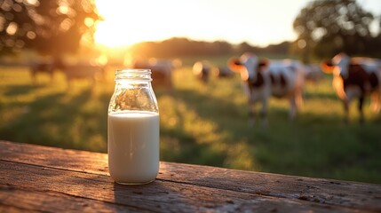 Tranquil farm life fresh milk amidst pastoral cows