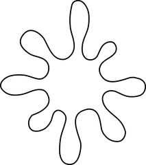 Hollow contour ink mark with multiple soft radial projections resembling petals around a central core.