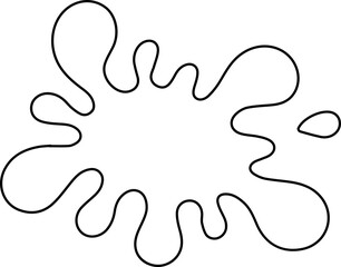 Small radial ink splash with petal-shaped tips extending from a central droplet outline.