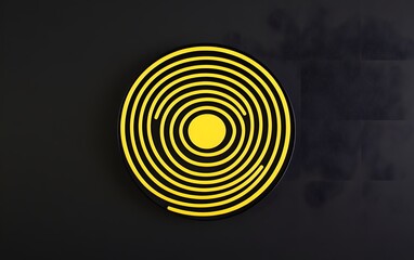 Abstract Yellow Black Spiral Circle Design Modern Art