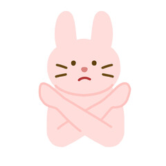 バツのポーズをしているウサギのイラスト