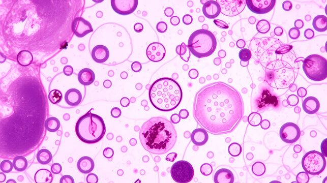 Hematological slide of Microscopic image showing severe microcytic hypochromic anemia. nRBC, Tear drop cell and others abnormal RBC present.