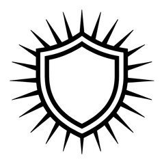 Obraz premium Shield symbol with sharp radiating spikes, symbolizing strength and security