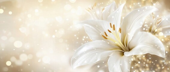 Obraz premium Elegant White Lilies: A Sparkling, Romantic Floral Image