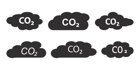Fototapeta premium Low carbon dioxide icon symbol collection on white background.