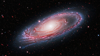 a spiral galaxy with bright stars and colorful dust lanes, captured from a distant telescope