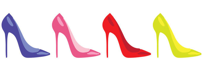 Female Shoe With High Heel Icon. Thin Line With Blue Fill Design. Vector Illustration.