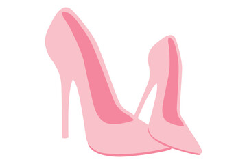 Female Shoe With High Heel Icon. Thin Line With Blue Fill Design. Vector Illustration.