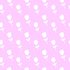 Pink Tulip Pattern Design Spring Floral Background Textile