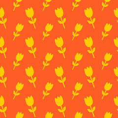 Orange Tulip Pattern Seamless Design for Textile and Wallpaper