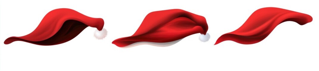 Three Santa Hats in Motion: A Festive, Realistic Illustration