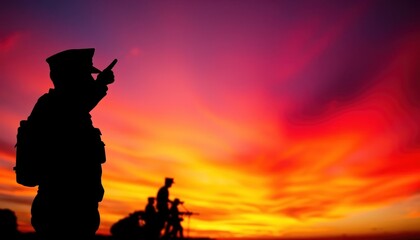 Silhouette of Soldiers at Dusk: Strength, Sacrifice, and Enduring Resolve