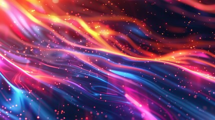 Fototapeta premium Abstract picture of neon light particle with digital technology style design connecting become dynamic of electric wave movement represent about flowing of data or structure of network system. AIG51.
