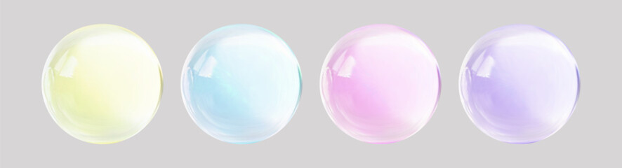 Realistic glossy glass ball.Abstract 3D light bubble with glare.Geometric abstract shape.