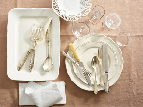 place setting with vintage silverware