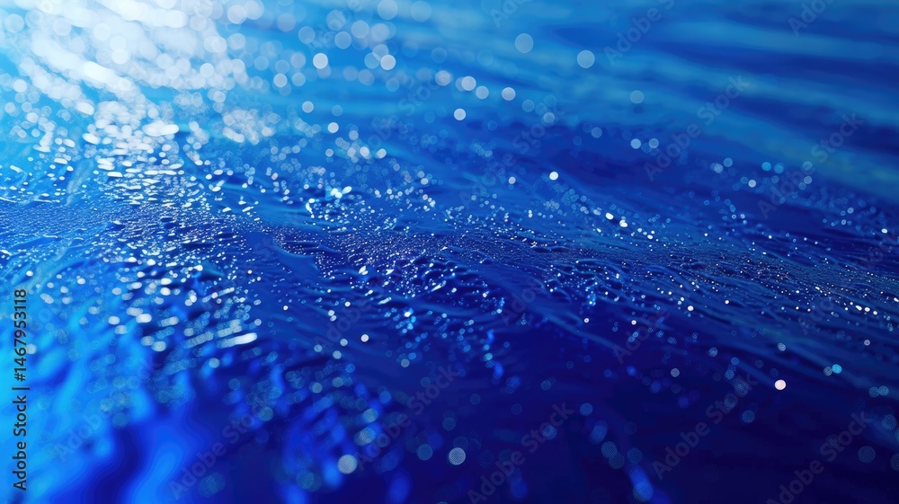 Poster blue wavy abstract pattern with light and shadow effects. 3d rendering for design with blue color in