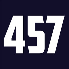 red 457 number 3d effect white background