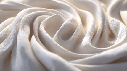 Obraz premium Luxurious Creamy White Silk Fabric Texture Close-Up Swirling Design