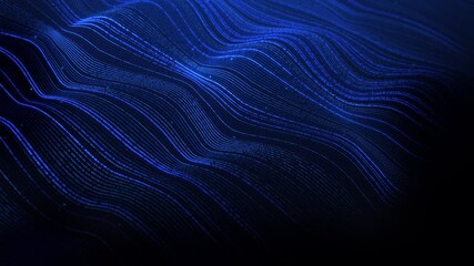Line wavy blue background. Abstract glowing big data slow motion. blue background wavy modern shape. Abstract blue digital particles wave of particles. Blue wave space. 4k 60fps VJ loop. - Powered by Adobe