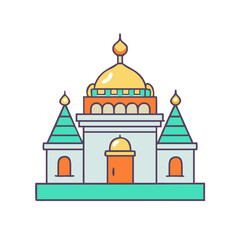 Illustration of a colorful building with domes and arches architecture design vector art