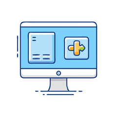 Illustration of desktop computer screen display interface application software design system ui ux