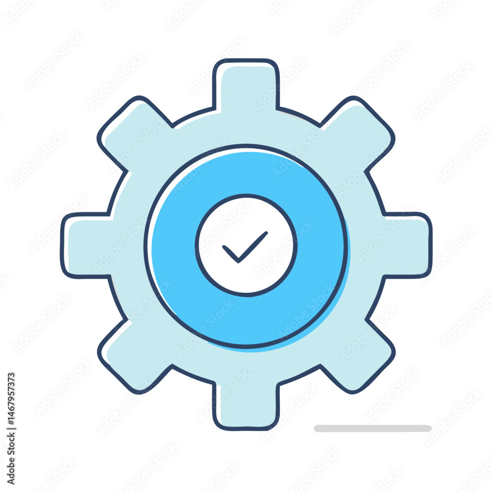 Poster gear configuration settings cog process setup options mechanism tick check mark success done