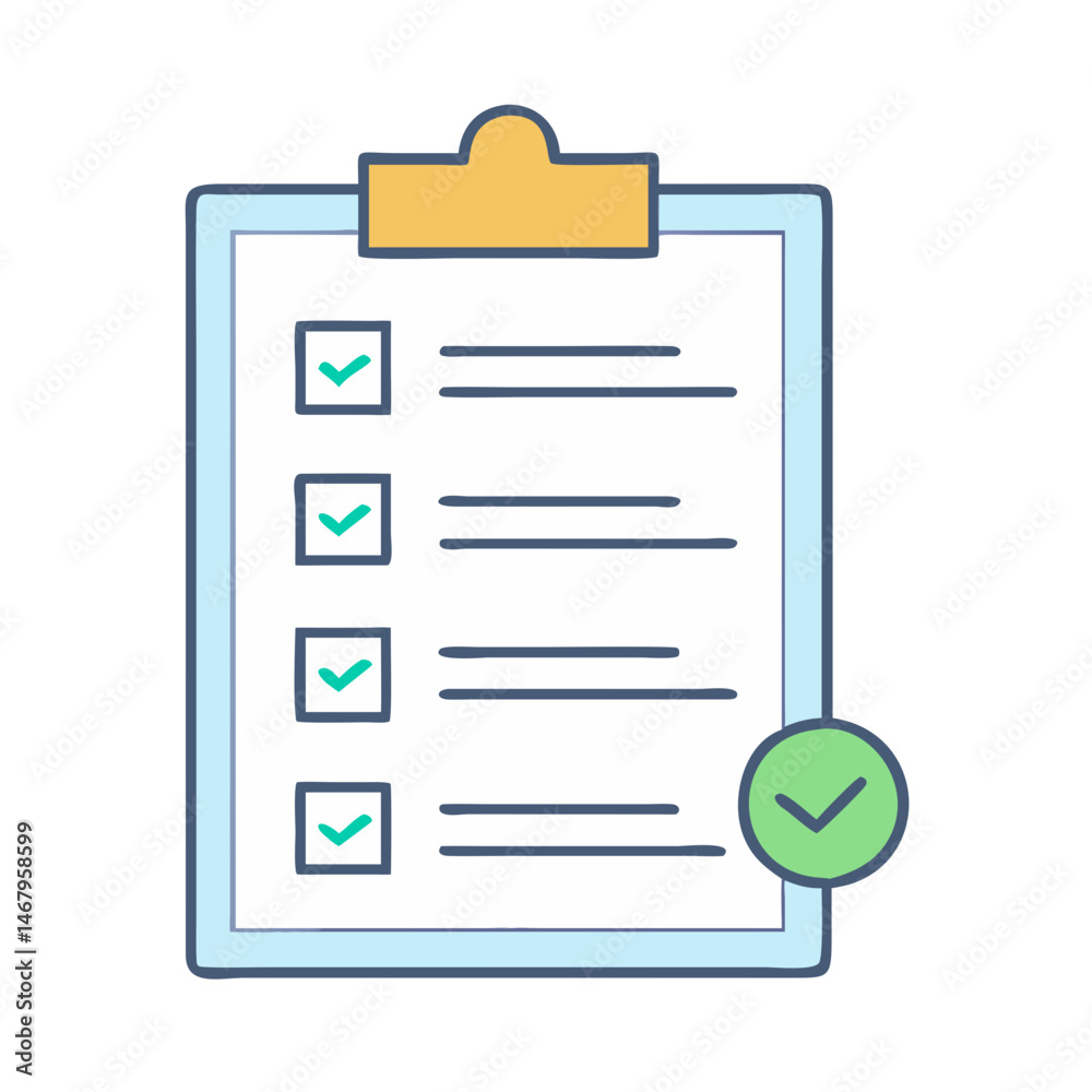 Poster checklist clipboard task management to do list planning survey form with check marks and tick boxes