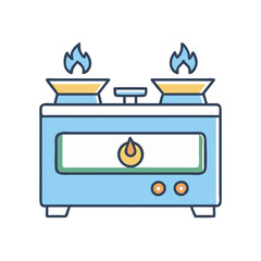Illustration of a gas stove cooker with flames kitchen appliance cooking equipment for food preparation