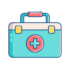 Obraz premium First aid kit medical emergency healthcare box equipment health safety help treatment supplies