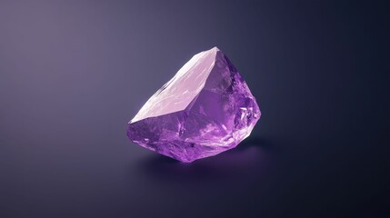 Fototapeta premium Purple crystal, dark background, geometric shape.