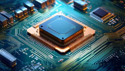 Fototapeta premium detailed close up of an ai chip on a circuit board
