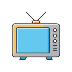 Retro television vintage tv screen with antenna broadcasting media entertainment technology device