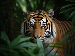 Fototapeta premium Tiger in dense jungle