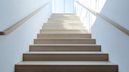 Stairway to the Light: A minimalistic staircase ascends towards a window bathed in soft, natural light, evoking a sense of calm and progress.