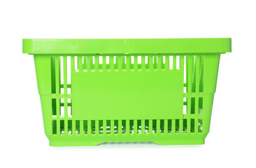 One green shopping basket isolated on white